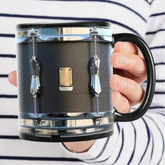 Černý vintage bubenský hrnek 11 oz vtipný dárek pro bubeníka pro milovníky hudby robustní šálek kávy do domácí kanceláře čaj horký čokoládový hrnek narozeninový dárek pro přátele