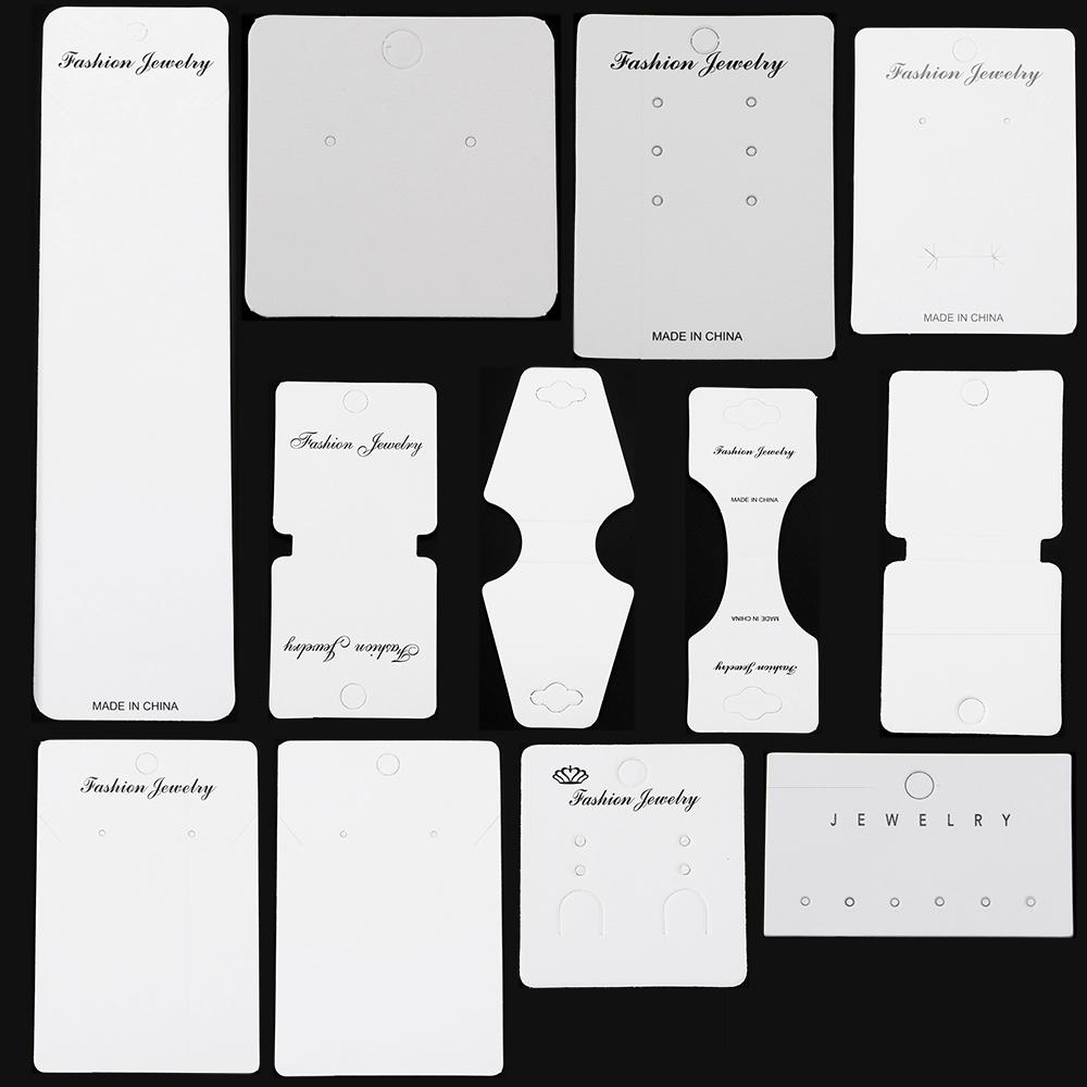 50 Stück Mehrform Weiß Schmuckverpackungskarte Faltkarte Für DIY Armband Halskette Ohrringe Display Handgemachte Verpackungskarte