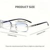 Men'S Frameless Anti Blue Light Glasses, Retro TR90 Rimless Fashion design, Business Daily Use For Him, Rhinestone decoration