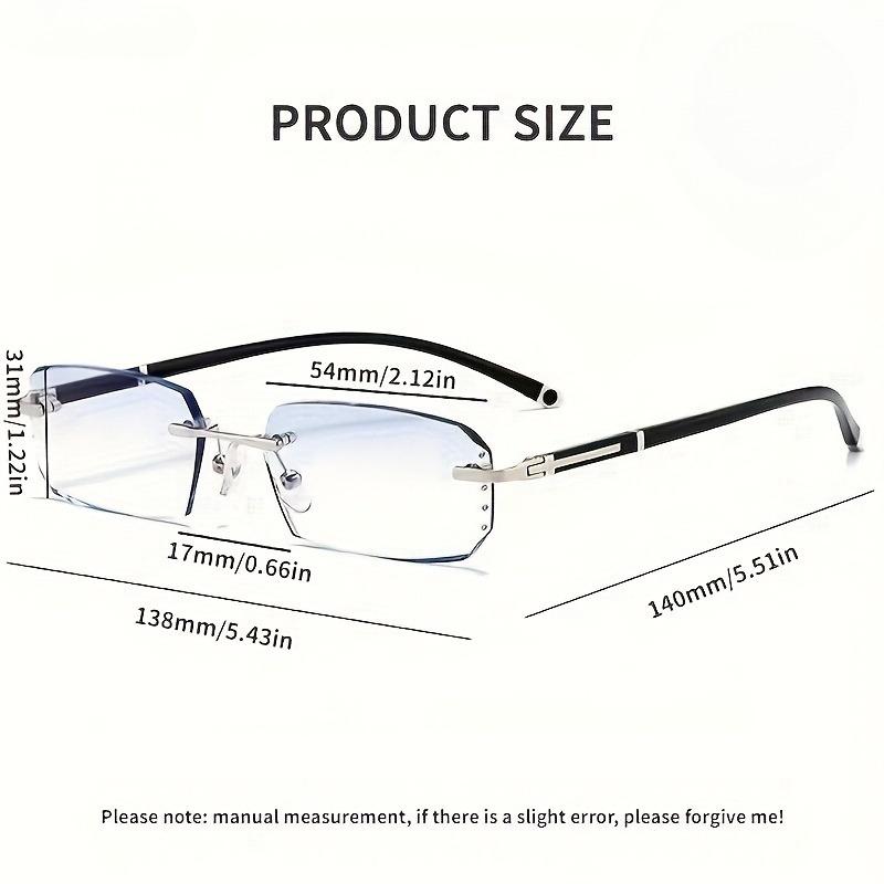 Men'S Frameless Anti Blue Light Glasses, Retro TR90 Rimless Fashion design, Business Daily Use For Him, Rhinestone decoration