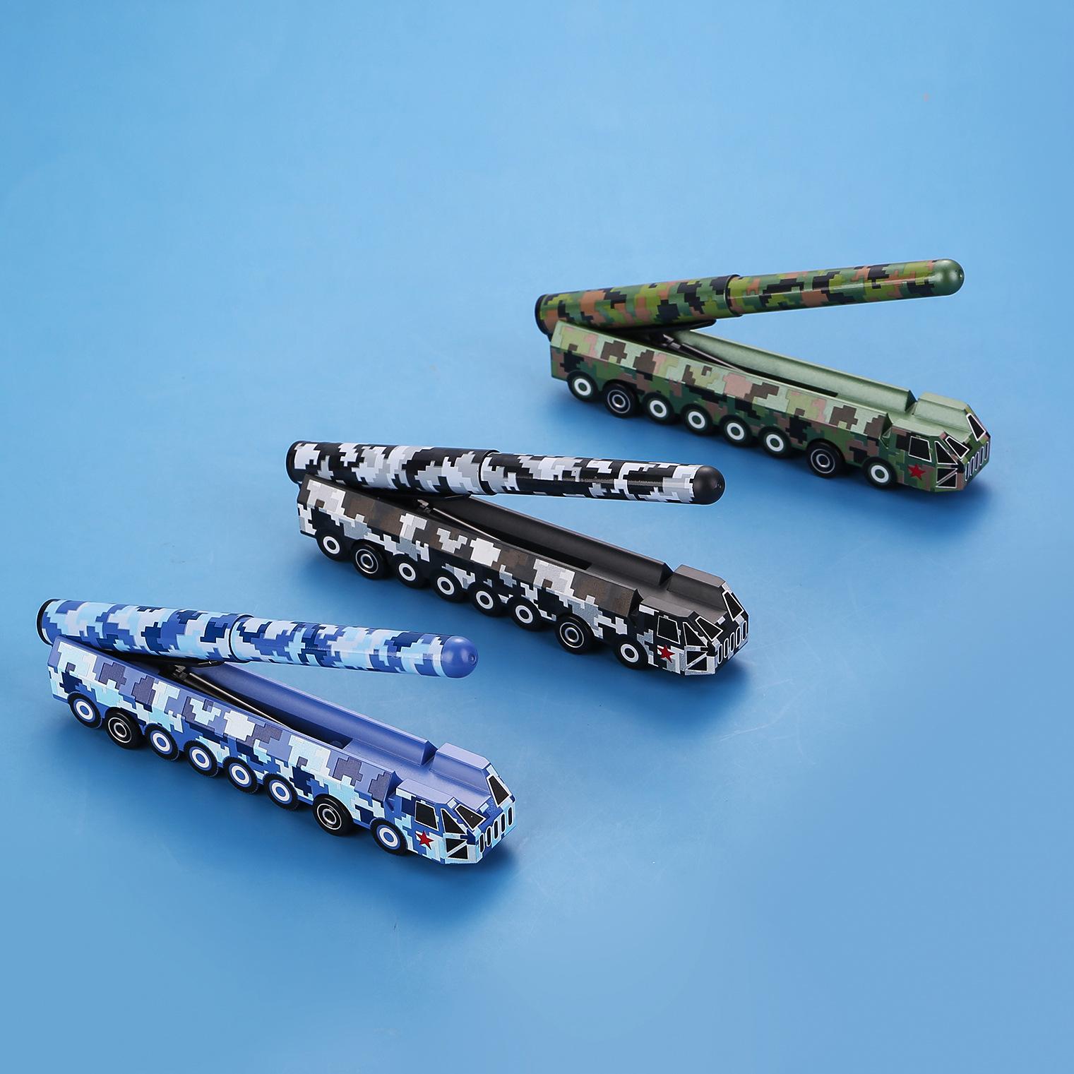 5-piece set of Dongfeng intercontinental ballpoint missile shaped ballpoint pens, stress-relieving toy pens, simulation model weapons signature pens (as the picture,0.5mm)