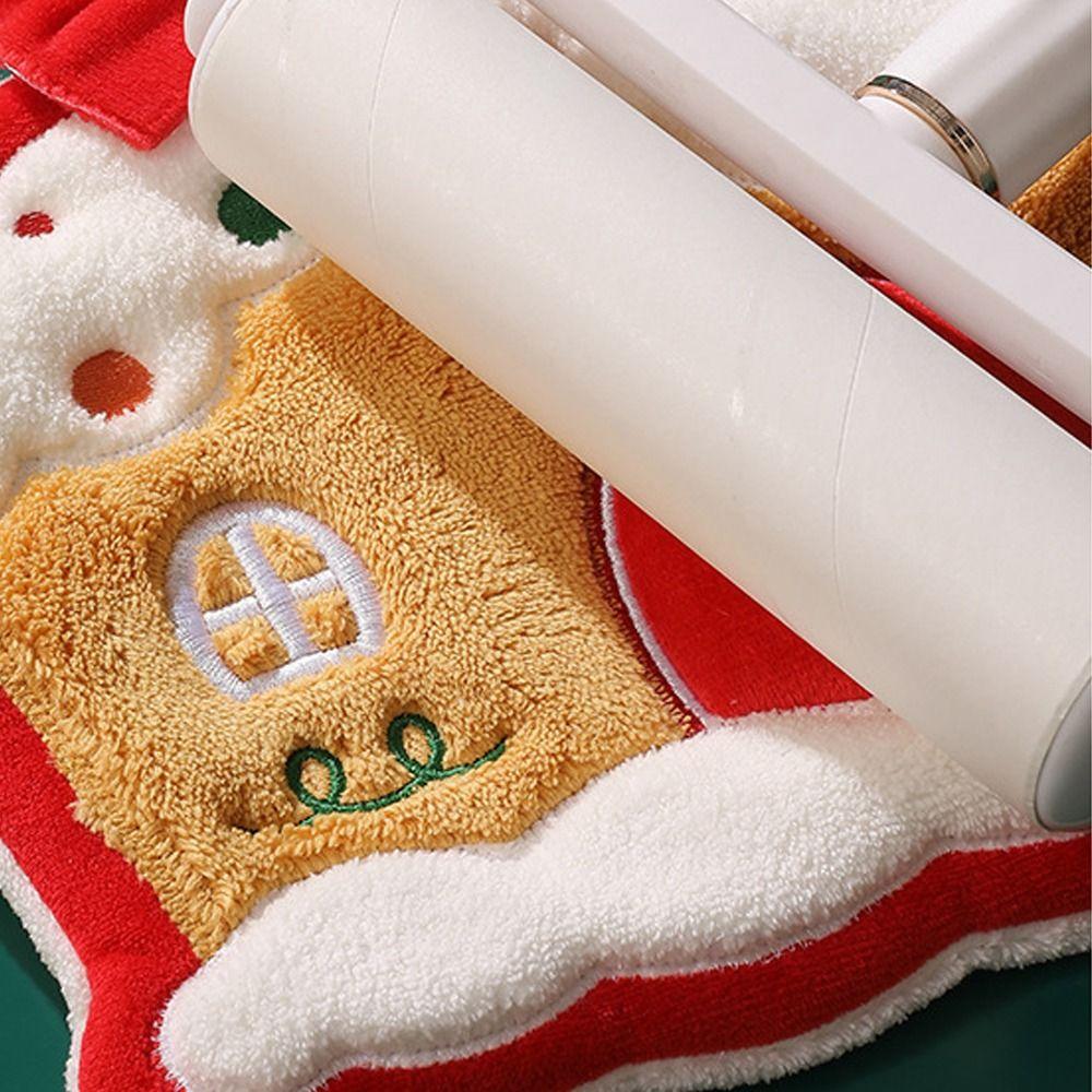 Thickened Christmas Hanging Hand Towels Cartoon Plush Hand Towel  Home Bathroom Kitchen Decor