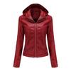 Veste en cuir à capuche automne et hiver pour femme avec capuche amovible et veste en cuir velours coupe slim