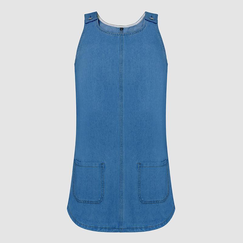 Denim Dress For Women Summer Sleeveless A Line Casual Cotton Polyester Fabric