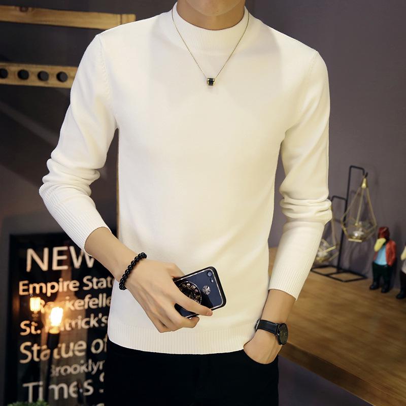 

Мужские вязаные свитера с полувысоким воротником - Толстый базовый слой, облегающий крой, длинный рукав для весны и осени M