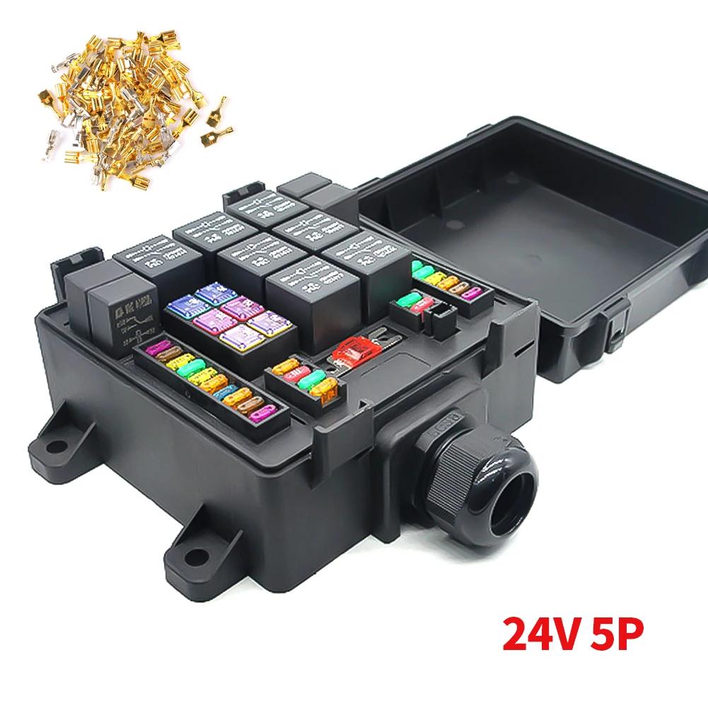 Car Relay Socket Black Box Blade Fuse Holder Automotive RV Multi-way Lighting Audio Modification Control Terminal Recreation