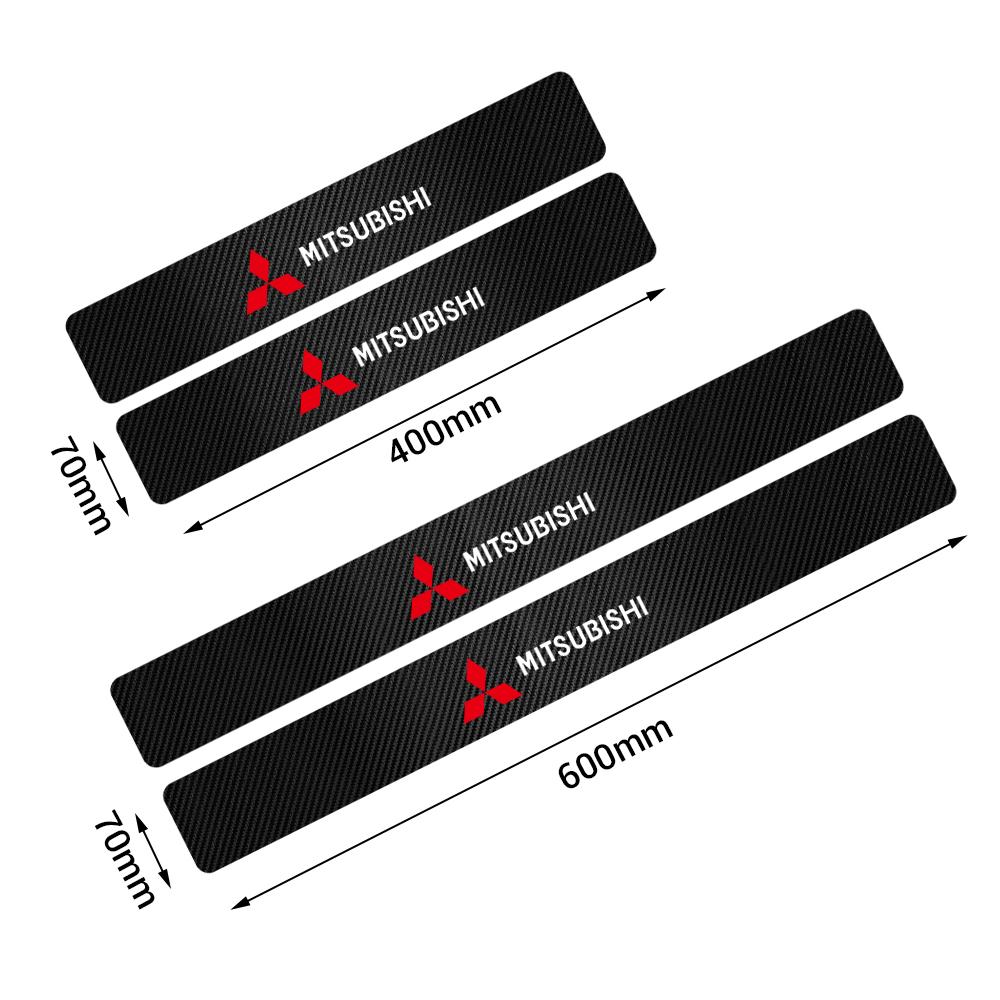 4PCS Car Door Sill Pedal Carbon Fiber Protective Sticker Anti-scratch And Waterproof For Mitsubishi Ralliart Lancer EX Outlander