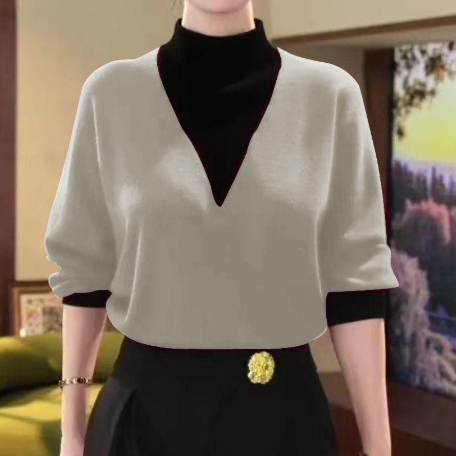 

Double-sided German velvet outer wear new fashionable high-necked two-piece thin foreign-style top to cover the belly m 50kg and below