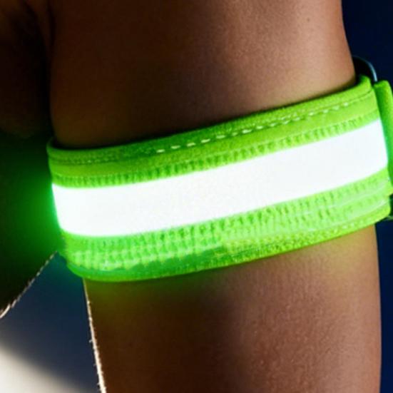 2Pcs LED Light-Up Armband High Visibility Luminous Reflective Safety Band Adjustable Outdoor Night Walking Running Riding