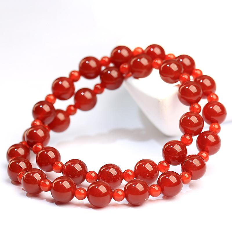 Hongchu Crystal Natural Red Agate Multi-loop Bracelet Ruth's Same Style Red Agate Multi-loop Bracelet
