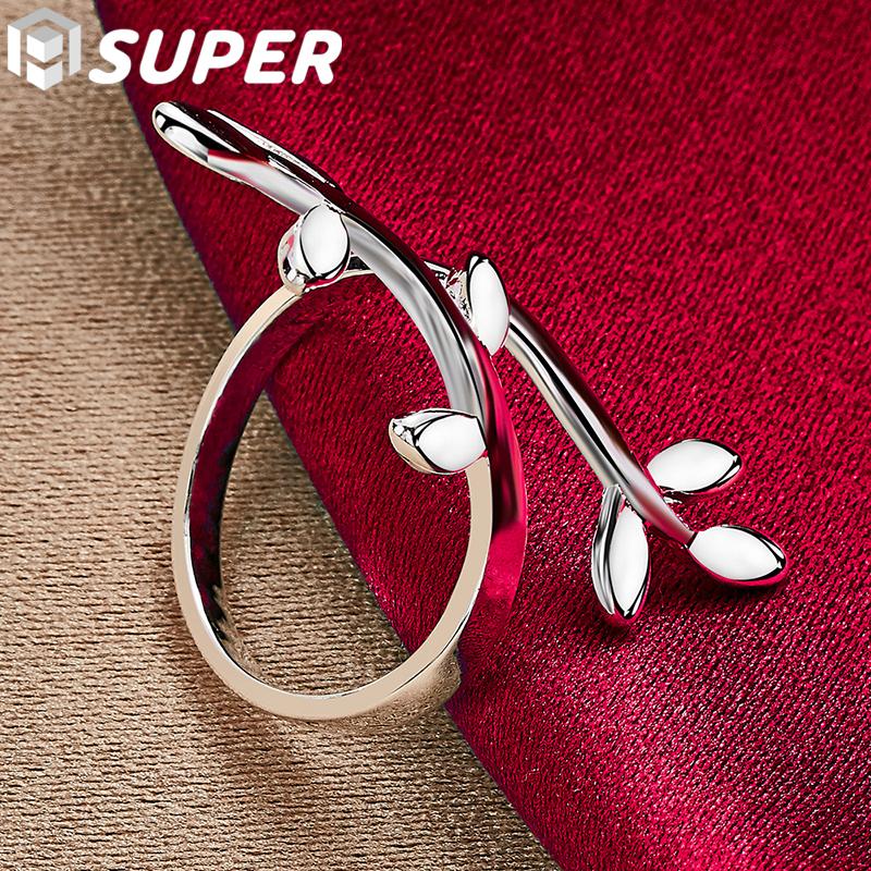 Nastavitelný prsten ve tvaru listu 925 Sterling Silver Módní svatební šperky