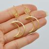 Exquisite Simple Gold Color Stainless Steel Hollowed-out Crescent Moon Irregular Crystal  Dangle Earrings for Women Jewelry Gift
