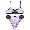 Men's Lingerie Sets Satin Spaghetti Straps Bra with Briefs Underwear Nightwear