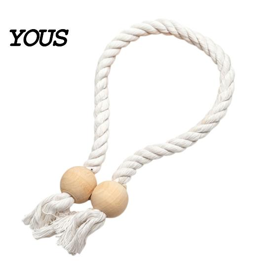 Easy Use Curtain Clips 1Pc Boho Magnetic Tieback, Twisted Rope Wooden Bead Decorative Fasteners Holders, Drapery Holdbacks for Bedroom