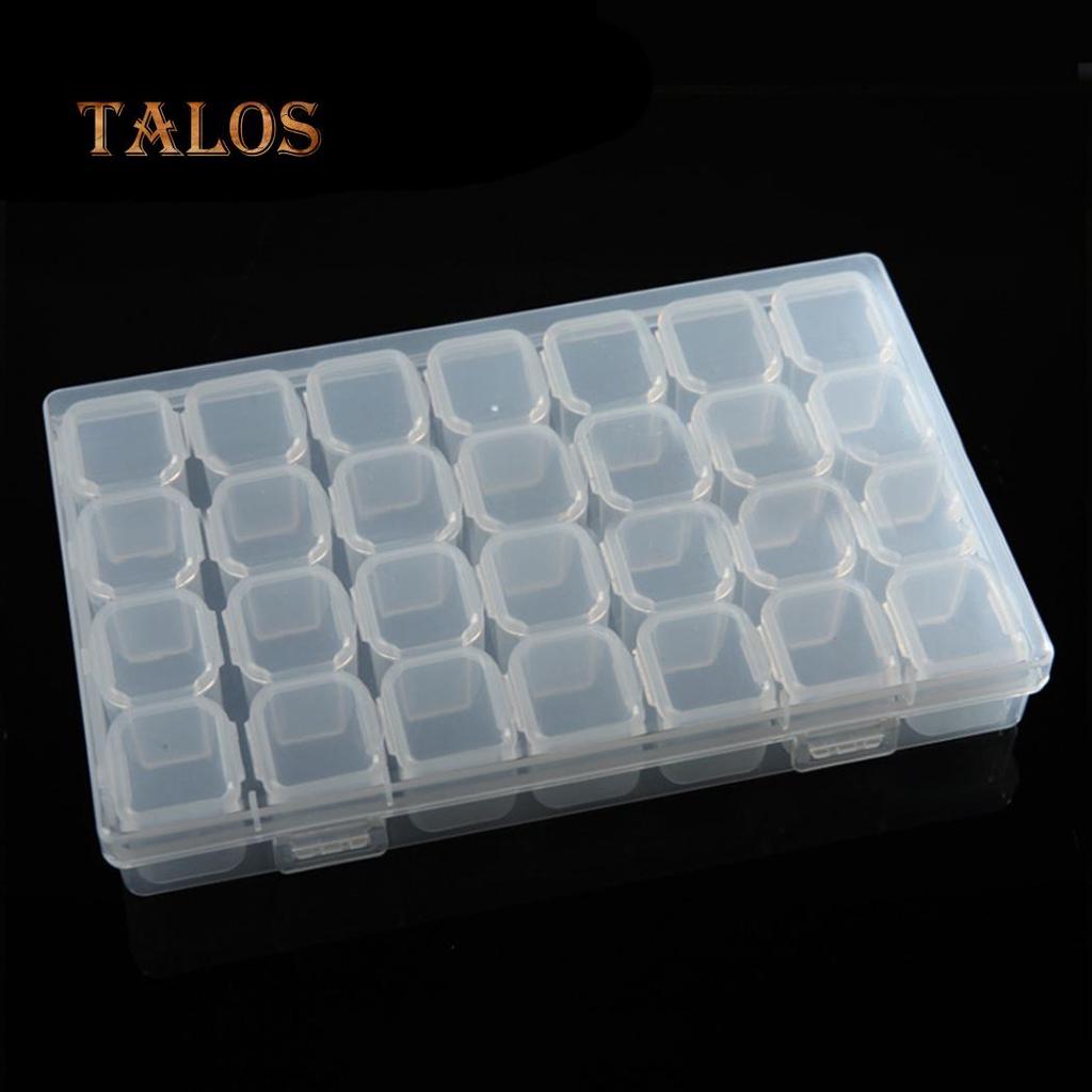 Clear Slots 28 Nail Plastic Art Tools Jewelry Display Storage Box Case Organizer Removable