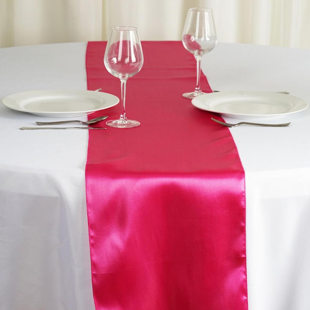 Pack of 4 Satin 12 X 108 inch Luxury Satin Table Runner, Perfect for Weddings, Holiday Dining, Banquets, Parties, & Events, Formal Dining & Home