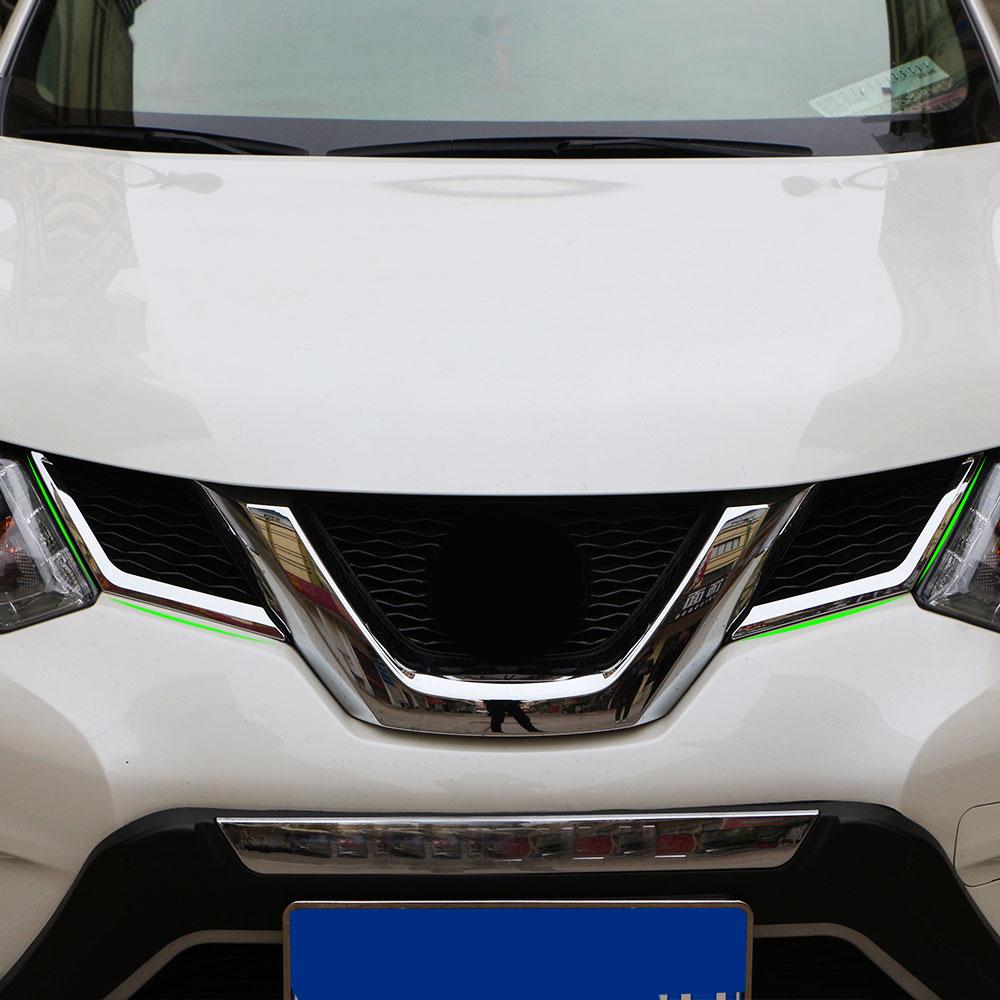 Bil ABS Krom Främre Grill Dekorationsskydd Trim Galler Klistermärken för Nissan X-trail XTrail T32 Rogue 2014-2020 Tillbehör