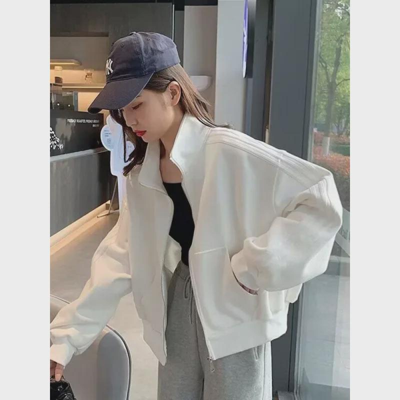 Z Zipper Damen Slim Baseballjacke - Lässiger Frühling/Herbst Cardigan Top