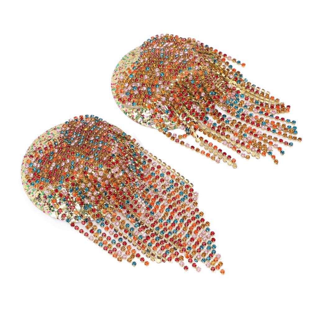 1pair Rhinestone Tassel Nipple Pasties Seamless Reusable Breathable Rhinestone Festival Nipple