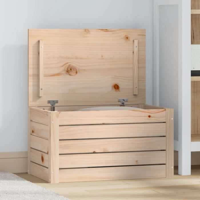 823614 vidaXL Boîte de rangement 59,5x36,5x33 cm Bois massif de pin
