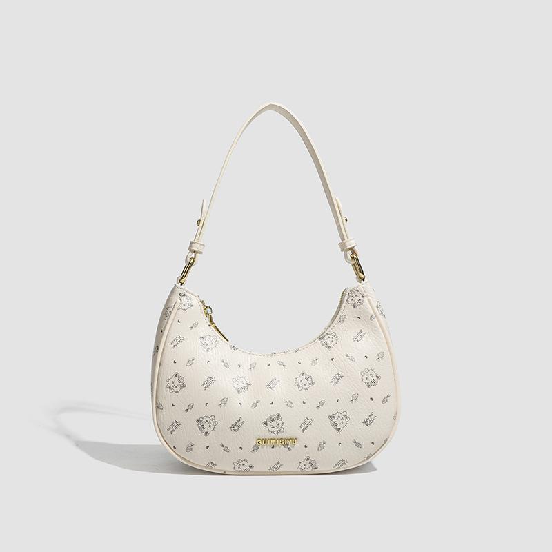 2025 new niche high fashion temperament dumpling bag Korean version printed armpit bag commuter shoulder messenger bag