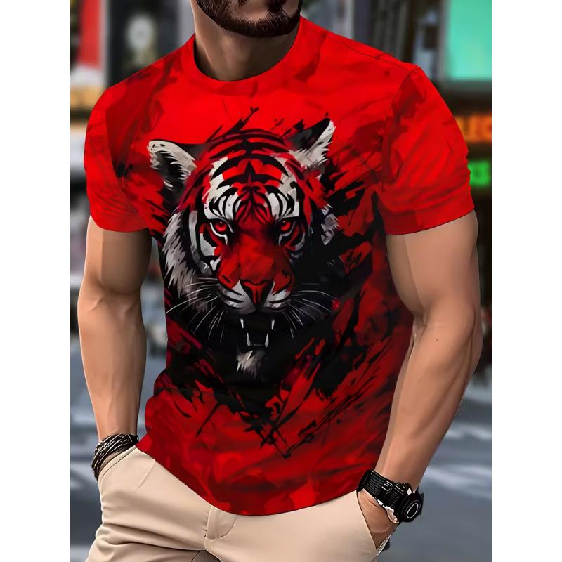 European and American Cross-border Amazon's New Summer Casual Men's Clothing 3D Digital Printing Five-pointed Star Quick-drying T-shirt