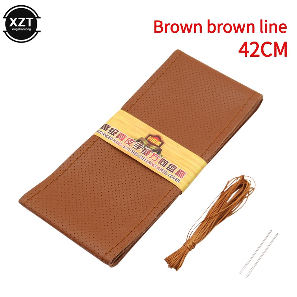Hot Sale 42cm 45cm 47cm 50CM Kryt na volant pro auto náklaďák Autobus DIY Ručně vyráběný kryt na volant z pravé kůže