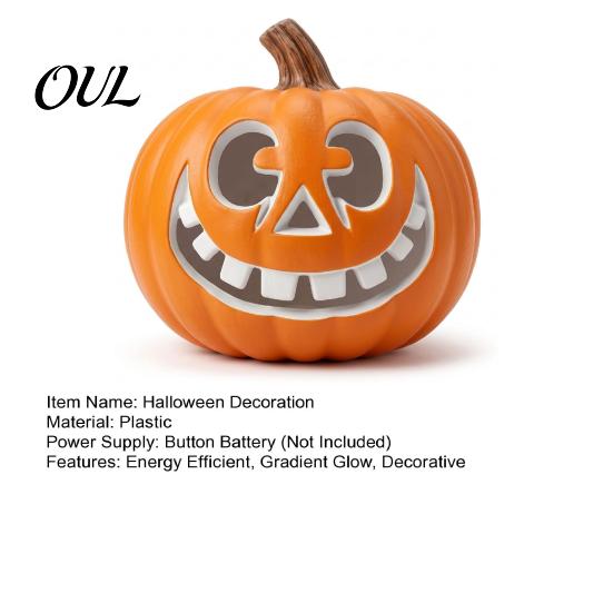 Outdoor Yard Decorations LED Halloween Pumpkin Light, Light Up Jack O Lantern Decor, Color Resin Lamps Gradient Glowing Lamp for Porch Window