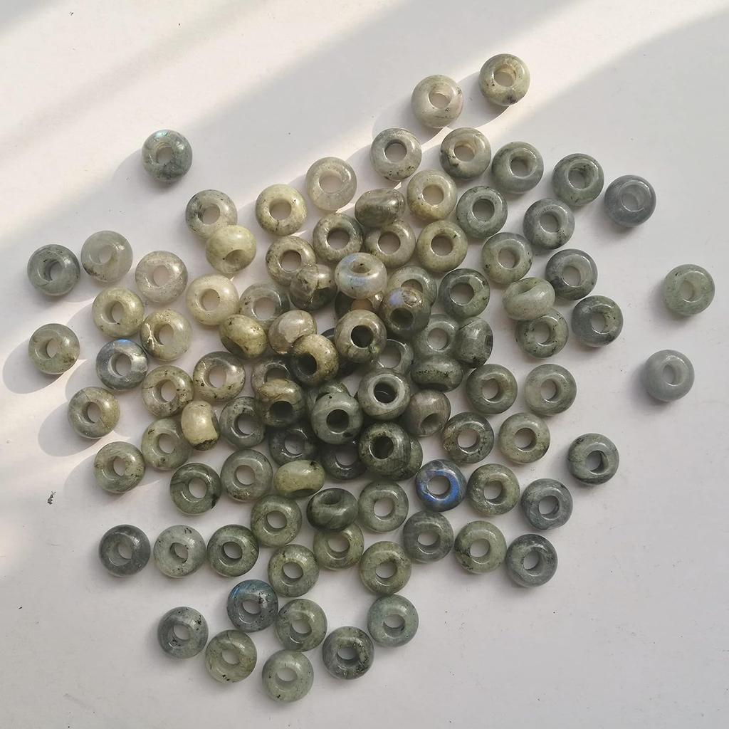 15 Pcs Natural Moonstone Large HoleLoose Stone Rondelle Beads Crystals and Healing Stones,6mm DIY-Jewelry Makings