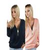 Fall Fashion Deep V Batwing Sleeve Knit Tshirt For Office Wear Women
