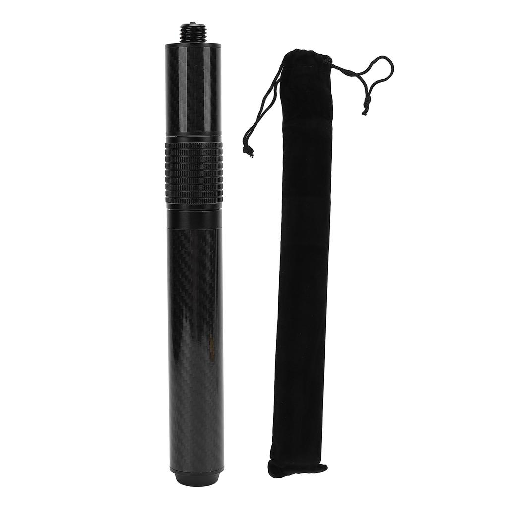 14in Pool Cue Extension Telescopic Carbon Fiber Billiard Extension with Bumper for Universal