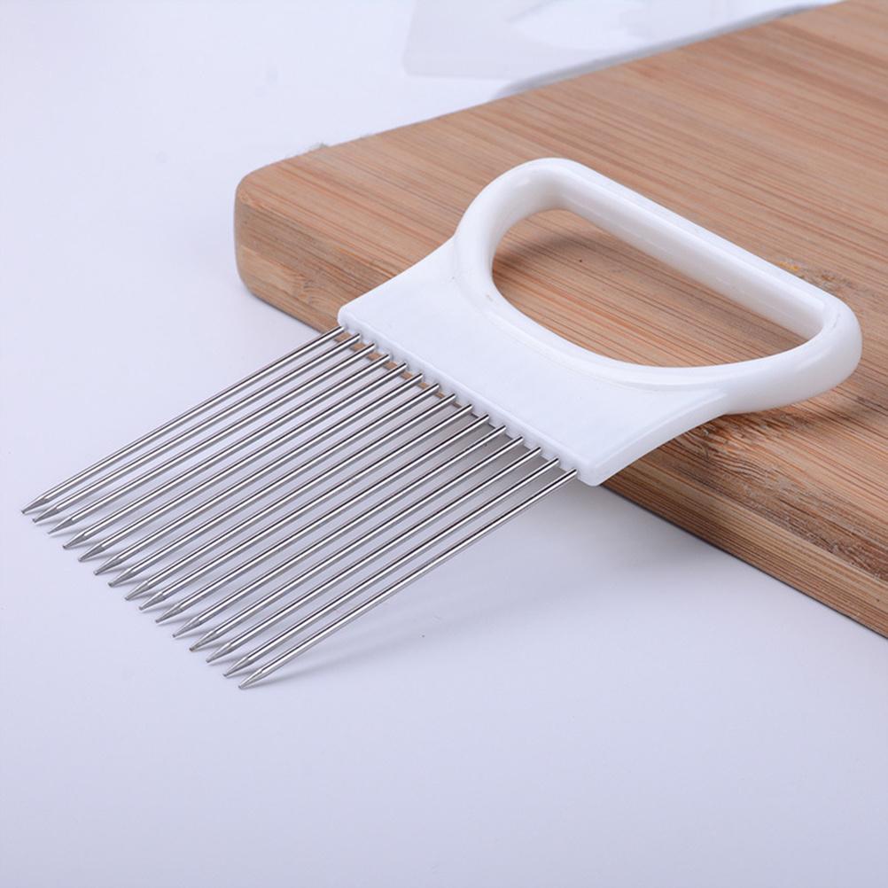12 Prong Fine Cutting Vegetable Holder for Onion Tomato Lemon Potato Stainless Steel Slicer Grip No Mess Kitchen