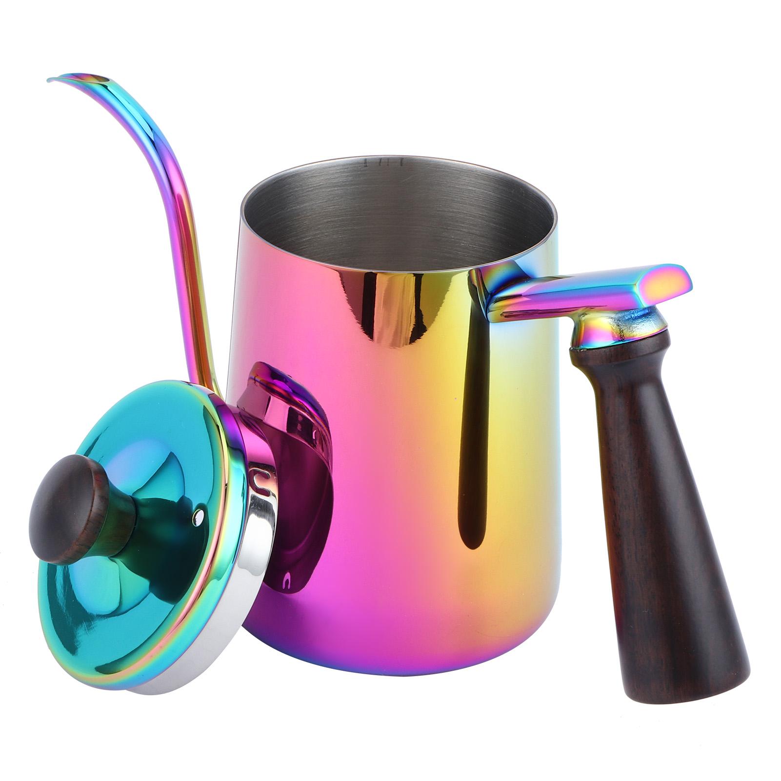 700ml Coffee Kettle 304 Stainless Steel Gooseneck Spout Coffee Drip Pot with Wooden Handle(  SpoutRose Gold )