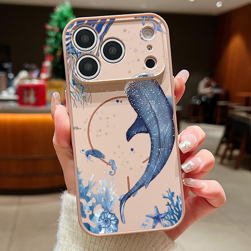 Shark Whale Pattern Case For iPhone 17 Pro Max Magnetic For Magsafe Hybrid Slim Matte Cover For iPhone 16 15 14 13 Pro Max