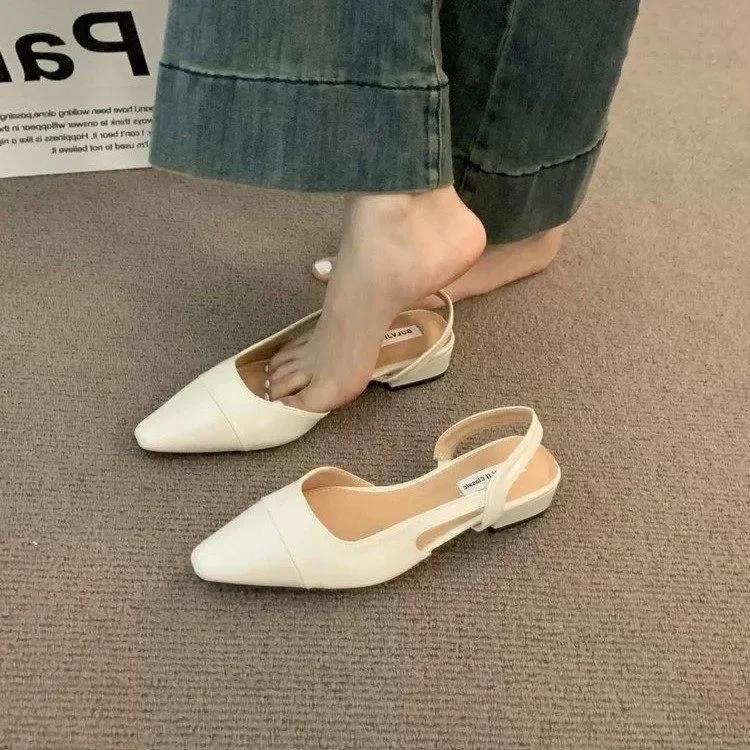 Low Heel Toe Sandals for Women's New Summer French Pointed Low Order Shoes, Fashionable and Gentle Style Sandals