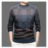 Men Crew Neck Jacquard Pullover Knitted Sweater Casual Bottoming Top For Middle Aged