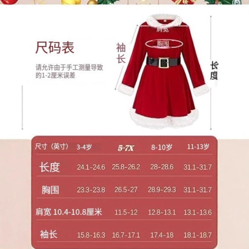 New Christmas Costume Girl Santa Dress Kids Mrs. Claus Clothing Stage