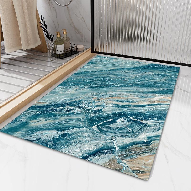 Modern Minimalist Marble Print Floor Mats for Bathrooms Kitchens and Bathrooms Mat  That Absorb Water Dry Quickly and Non-slip