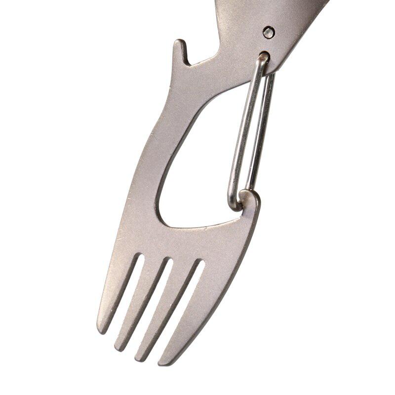 Titanium Unibody Construction Spork Multi-Function Spoon Fork Carabiner Bottle Opener