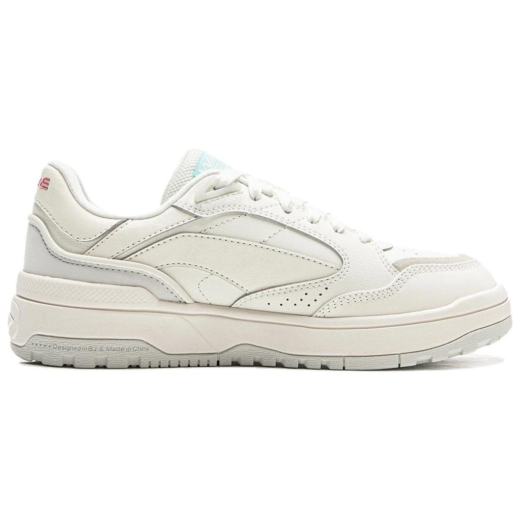 Li Ning Weiwulow Fleece Retro Comfortable Wear-Resistant Lightweight Low-Top Skate Shoes Women sneaker White Gray AGCV264-1