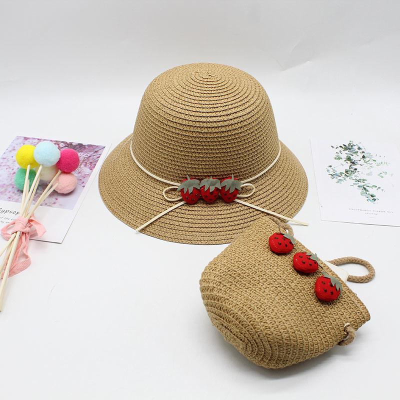 Children'S Straw Hat Female Summer Sun Protection Princess Beach Hat Sun Hat Sun Hat Basin Hat Baby Bucket Hat Bag