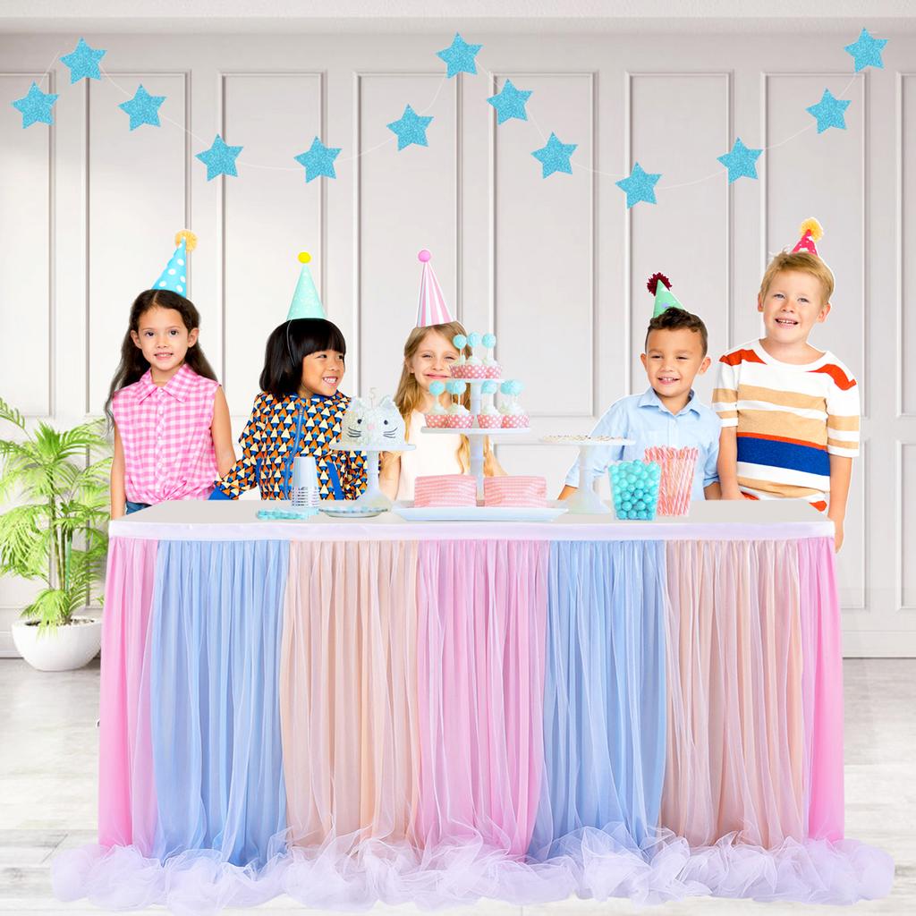 Table Skirt Home Party Gauze Tablecloth Wrap Gauze Floor Long Yarn Used for Wedding Christmas Decoration Dessert Hotel