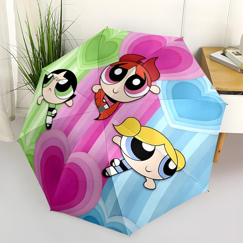 

1pc Powerpuff Girls Automatic Open/Close Umbrella - 8-Rib Stability - All-Season Everyday & Formal Use yy251022059