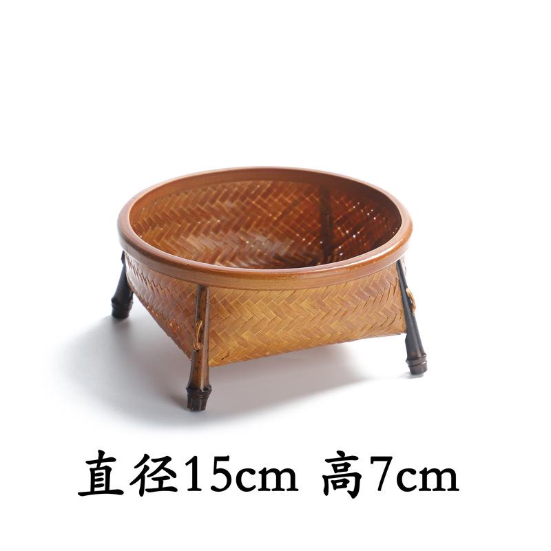 Handmade bamboo woven four-legged dim sum plate, fruit basket, new Chinese retro home storage basket, snack dim sum basket, refreshment plate