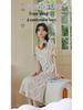 Women's Summer Ice Silk Two-Piece Nightdress with Breast Pads - Short-Sleeved, Sweet, Knee-Length