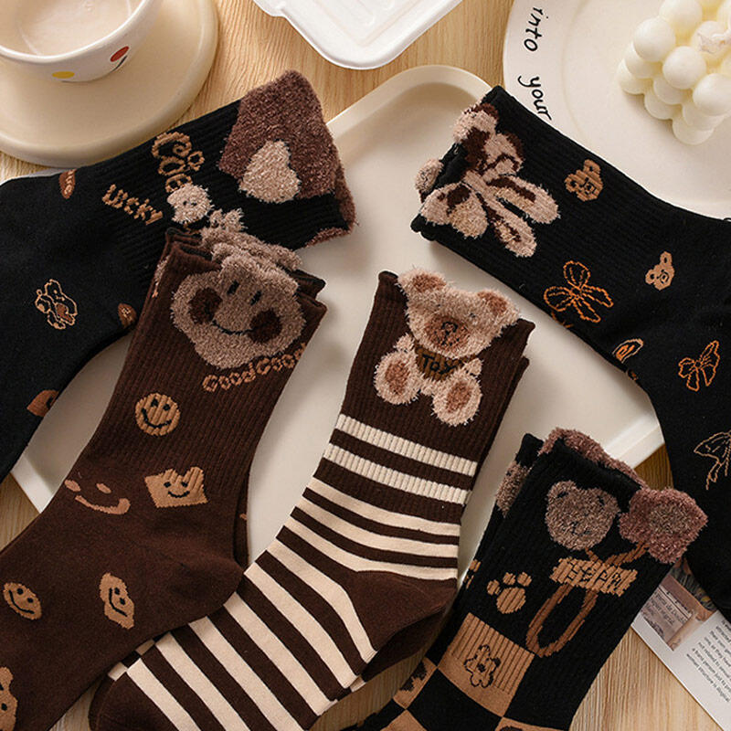 [5-Pair Set] Beton Tight Winter Golji Pattern Long Socks 5 sets