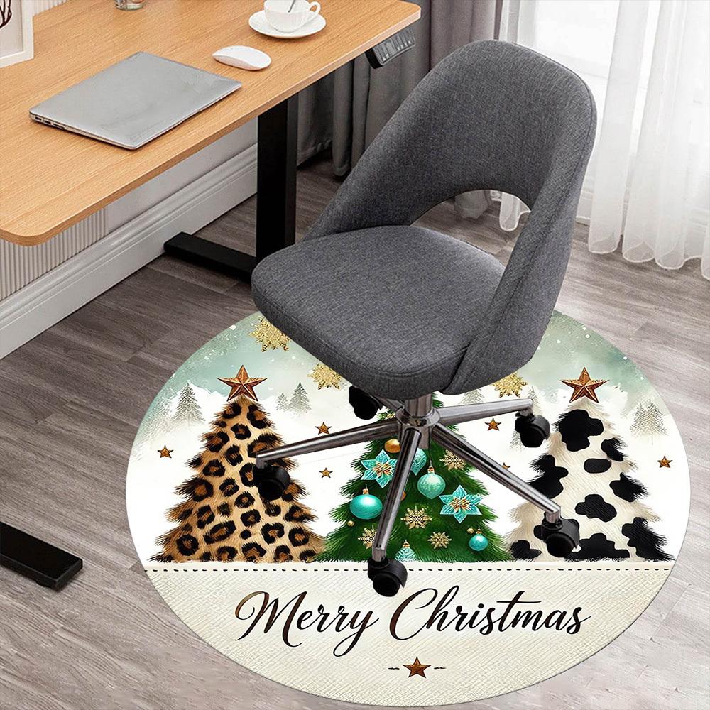 1pc Christmas tree Round Chair mat Area Rug - Non-Slip, Floor Mat for Office, Bedroom, home decor Christmas Gift-1002357