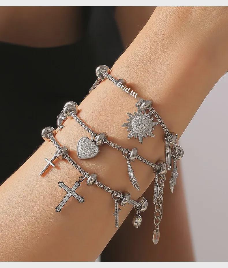 18k Vergoldetes Titanstahl Diamantarmband - Modischer Europäischer & Amerikanischer Stil