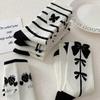 Women's Fashion Socks Long Medium Socks Black Ribbon 8-Piece Set