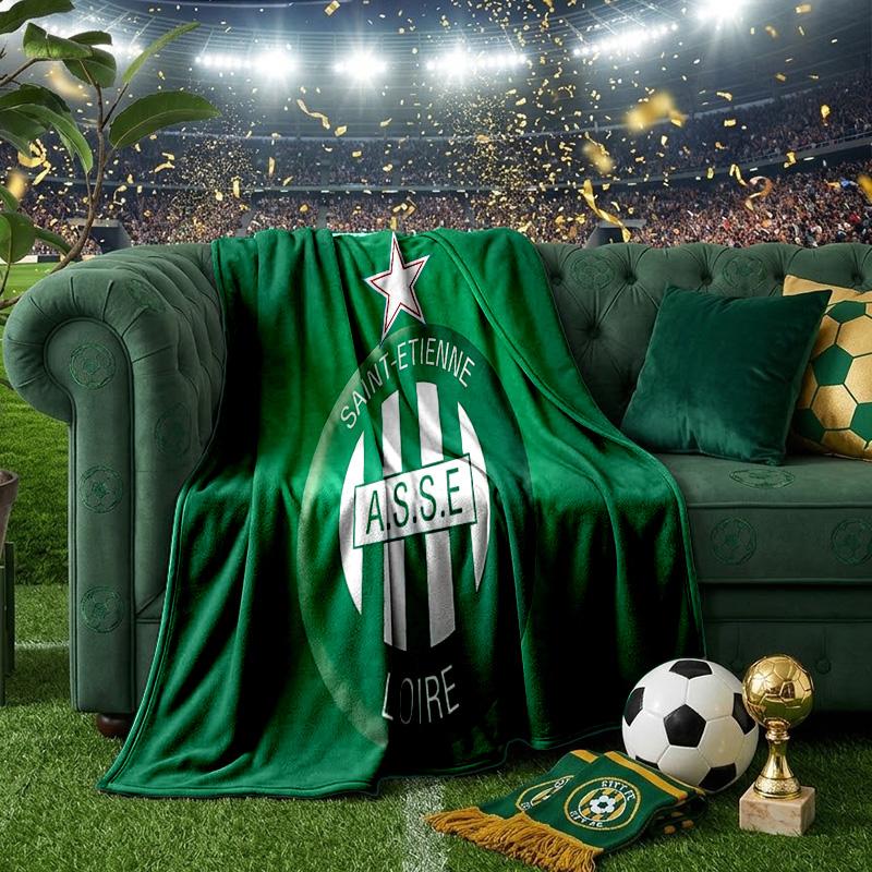 Saint-etienne Football Club Throws Blanket Flannel Blankets Plush for Couch Bed Gifts for Men Women Travel picnic blanket Christmas fan gifts